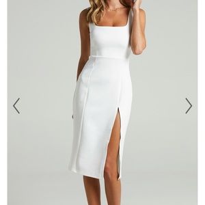 Mini Love Square Neck Split Midi Dress Showpo NWT